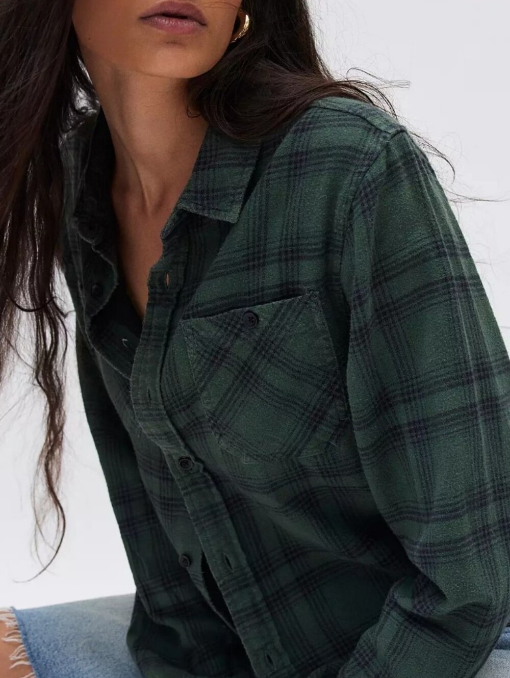 Urban Renewal Dark Green Plaid Button-Down Shirt